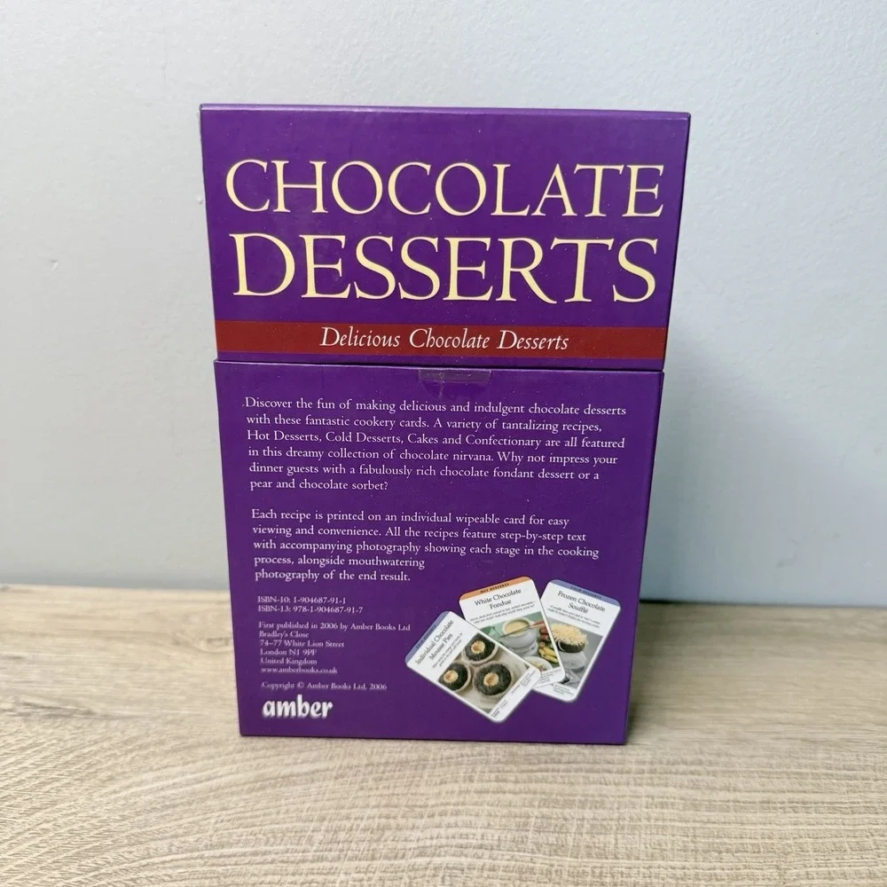 Chocolate‎ Desserts Recipe Cards 50 Easy To Use Cards Box Set Dessert Cookbook